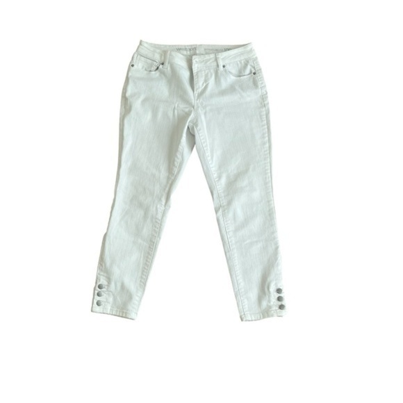 Westport signature fit ankle denim jeans white pockets buttons detail Women 10 P - Picture 1 of 13